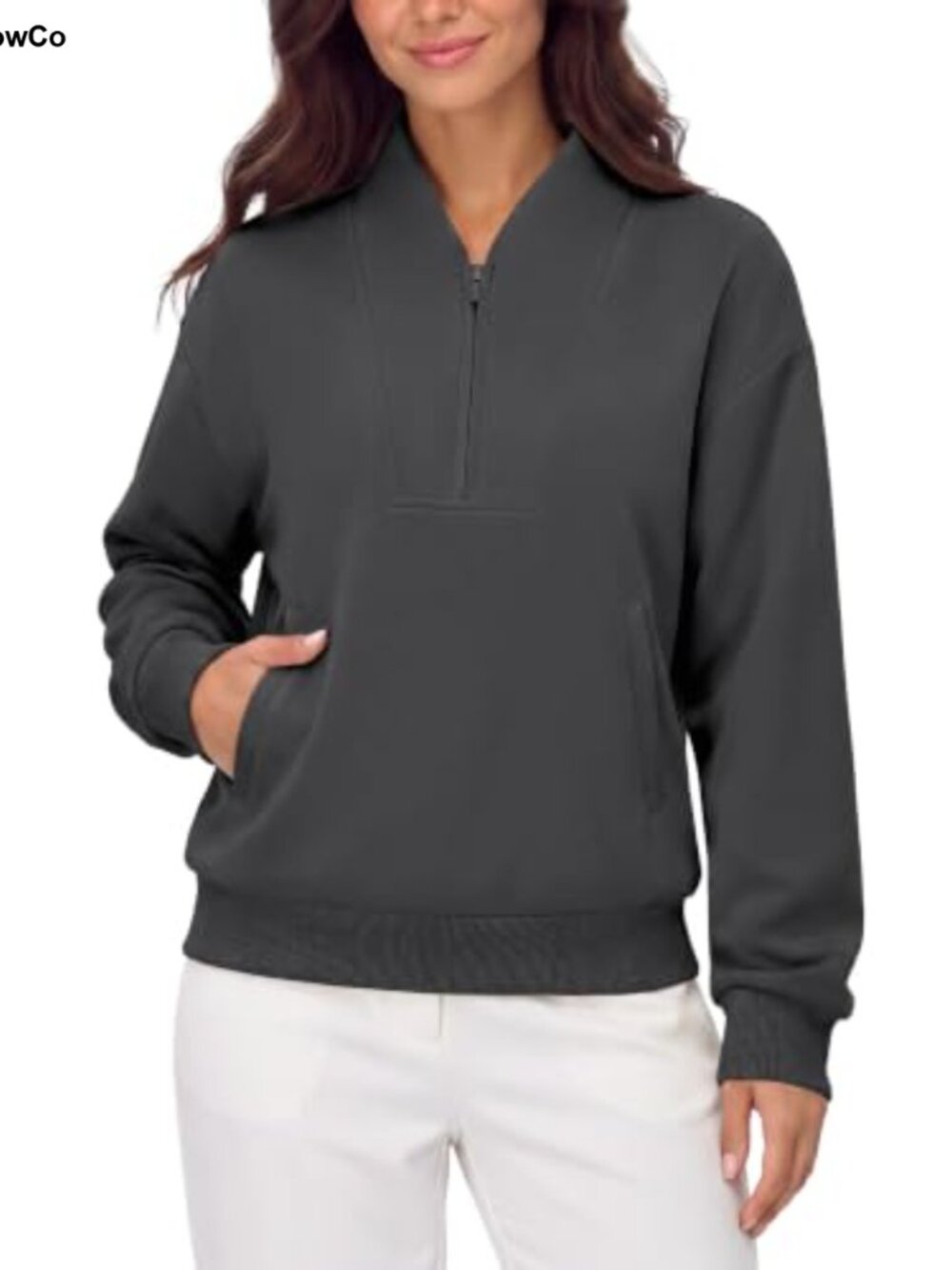Women's Half Zip Oversized Fleece Sweatshirt Pullover Workout Top